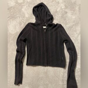 Aeropostale Black Hooded Cardigan Sweater
